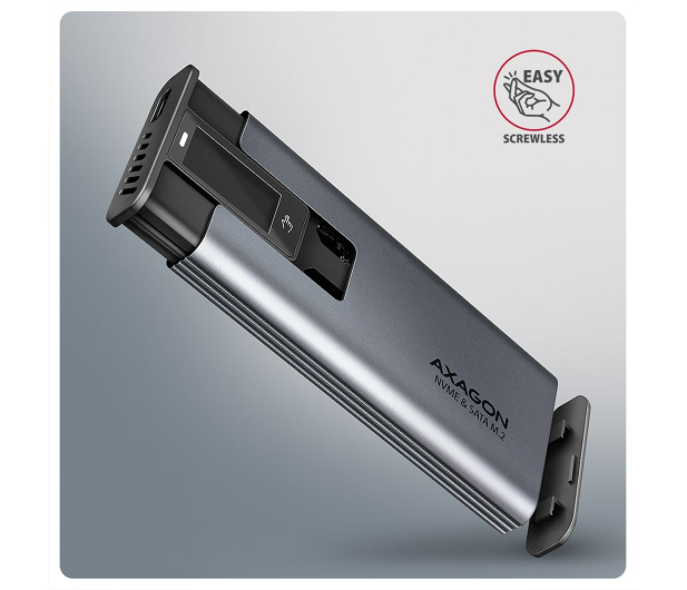 Axagon EEM2-SD2 USB-C 10Gbps - M.2 NVMe & SATA SSD bezśrubowa, ekra - 1485447 - zdjęcie 7